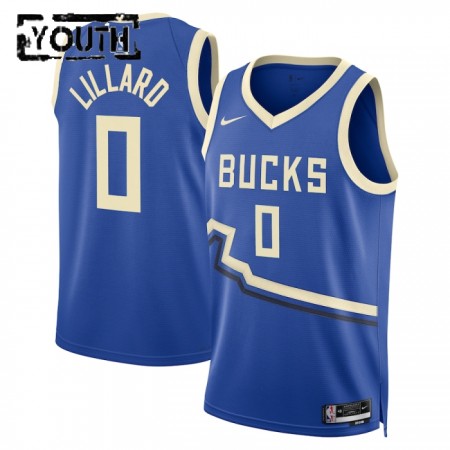 Milwaukee Bucks Damian Lillard Nike 2024-25 City Edition Sininen Lasten Pelipaidat Swingman